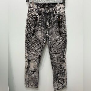 Loin Dynasty boys size 14 jeans  ! gray & black distressed , zippers !
